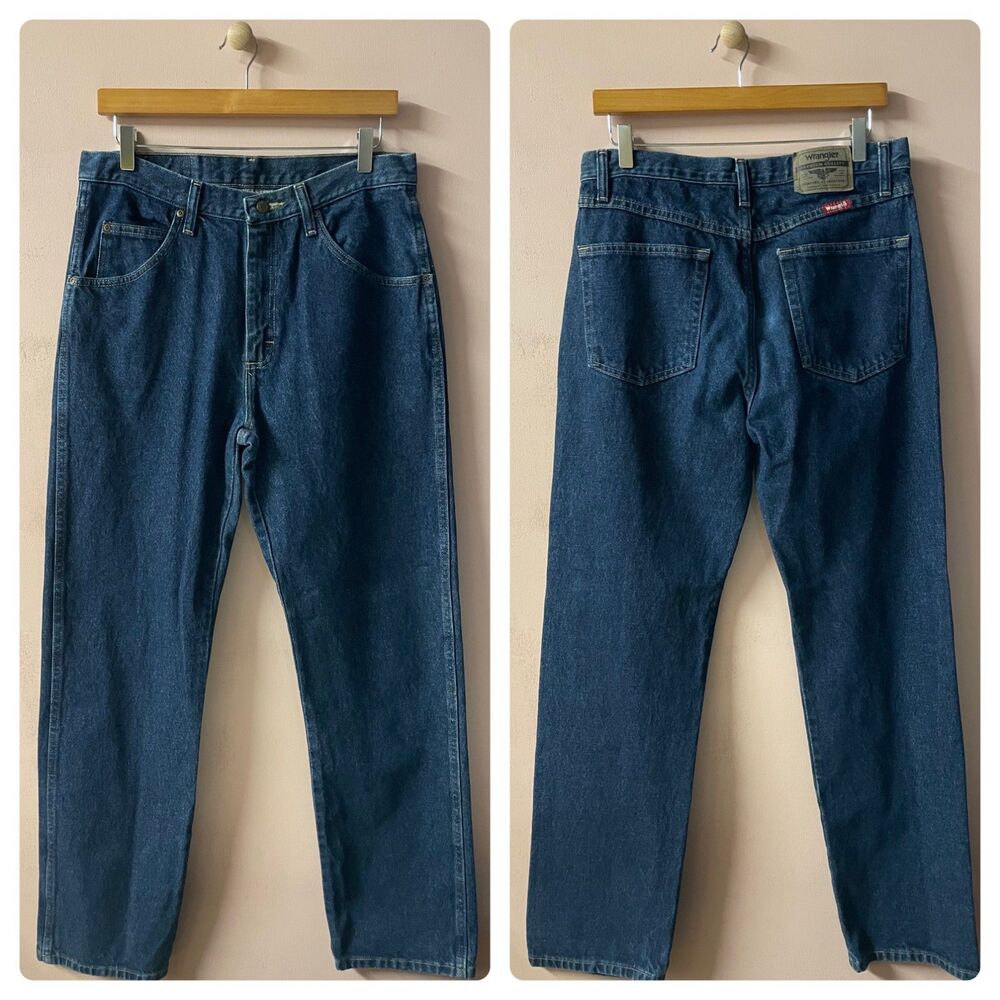 Vintage Wrangler Men’s Dark Wash Regular Fit Jeans Size 33 x 32 EUC